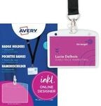 Avery Zweckform Namensschilder-Taschen 90 x 60 mm, mit schwarzem Lanyard, 10 St&uuml;ck,