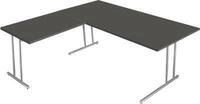 Schreibtisch Toledo, mit Anbautisch, h&ouml;henverstellbar, C-Fu&szlig;, B 1800 x T 800 mm,