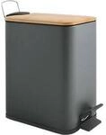 MSV Spirella Treteimer Erik, 5 l, Stahl, anthrazit, mit Bambusdeckel