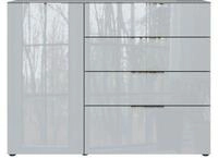 Sideboard, mit 4 Schubladen und 1 T&uuml;r, Glasfront- und auflage, B 1340 x T 420 x H