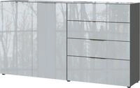 Sideboard, mit 4 Schubladen und 2 T&uuml;ren, Glasfront- und auflage, B 1840 x T 420 x H