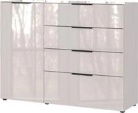 Sideboard, mit 4 Schubladen und 1 T&uuml;r, Glasfront- und auflage, B 1340 x T 420 x H