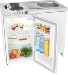 Exquisit Mini-K&uuml;che KK1085 mit Masse-Kochfeld, 76 l K&uuml;hlschrank, Sp&uuml;le,