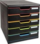 Exacompta MODULO A4 Schwarz/Harlekin, 5 Schubladen geschlossen A4/A4+,