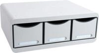 Exacompta Toolbox Lichtgrau, Ablagemodul quer mit 3 Schubladen, 27 cm tief,