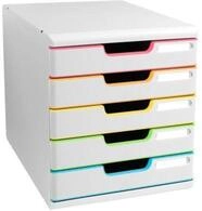 Exacompta MODULO A4 Wei&szlig;/Harlekin, 5 Schubladen geschlossen A4/A4+, staubgesch&uuml;tzt,