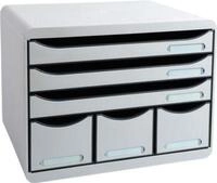 Exacompta STOREBOX Office Lichtgrau, 6 offene Schubladen A4+ quer, 27 cm tief, leise,