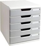 Exacompta MODULO A4 Office Steingrau, Schubladenbox 5 Schubladen geschlossen A4/A4+,
