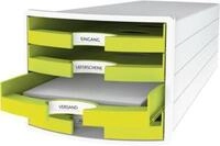 Schubladenbox HAN Impuls 2.0, 4 Schubladen, Format A4, stapelbar, offen, wei&szlig;/lemon