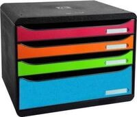 Schubladenbox BIG-BOX PLUS HORIZON QUER, A4+, 4 halboffene Sch&uuml;be,