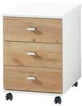 Rollcontainer Lioni, ideal f&uuml;r das Homeoffice, aus Holz, 3 Sch&uuml;be, Steggriffe, B