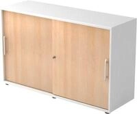 Schiebet&uuml;renschrank, 2 OH, B 1200 x T 400 x H 748 mm, Eiche-Dekor