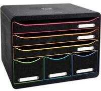 Exacompta STOREBOX Schwarz/Harlekin, 6 offene Schubladen A4+ quer, 27 cm tief, leise