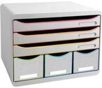 Exacompta STOREBOX Wei&szlig;/Harlekin, 6 offene Schubladen A4+ quer, 27 cm tief, leise