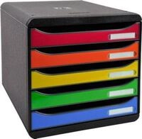 Schubladenbox BIG-BOX PLUS, A4+, 5 halboffene Sch&uuml;be mit Auszugsstopp, Griffmulde &