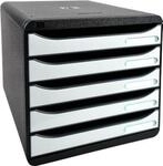 Schubladenbox BIG-BOX PLUS, A4+, 5 halboffene Sch&uuml;be mit Auszugsstopp, Griffmulde &