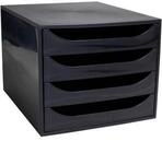 Exacompta ECOBOX Schubladenbox 4 Sch&uuml;be Himbeerfarben, A4/A4+, offene Front, leise,