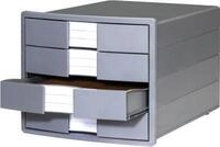 Schubladenbox HAN Impuls 2.0, 4 Schubladen, Format A4, stapelbar, geschlossen, grau