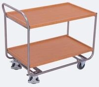 Tischwagen, Aluminium/MDF-Platte, alusilber/Buche-Dekor, 2 Etagen, L 970 x B 570 mm,