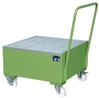 Bauer Stahl-Auffangwanne mit Rollen+Griff, 800 x 800 mm gr&uuml;n RAL 6011 134945