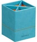 Rhodia Stiftek&ouml;cher, Kunstleder, 4 F&auml;cher, 80 &times; 80 &times; 110 mm, t&uuml;rkis