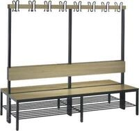 Garderobenbank Basic Plus, 2-seitig, R&uuml;ckenlehne, mit Schuhrost, Fu&szlig;gestell