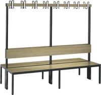 Garderobenbank Basic Plus, 2-seitig, R&uuml;ckenlehne, ohne Schuhrost, Fu&szlig;gestell