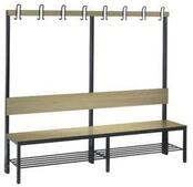 Garderobenbank Basic Plus, 1-seitig, R&uuml;ckenlehne, mit Schuhrost, Fu&szlig;gestell