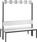 Garderobenbank Basic Plus, 2-seitig, R&uuml;ckenlehne, ohne Schuhrost, Fu&szlig;gestell