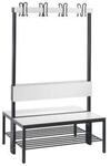 Garderobenbank Basic Plus, 2-seitig, R&uuml;ckenlehne, mit Schuhrost, Fu&szlig;gestell