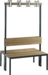 Garderobenbank Basic Plus, 2-seitig, R&uuml;ckenlehne, ohne Schuhrost, Fu&szlig;gestell