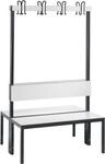 Garderobenbank Basic Plus, 2-seitig, R&uuml;ckenlehne, ohne Schuhrost, Fu&szlig;gestell