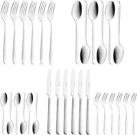 30-teiliges Besteckset f&uuml;r 6 Personen, Edelstahl 18/0, Klingenstahlmesser,...
