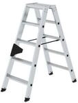 Munk Stufen-Stehleiter, beidseitig, 2 x 5 Stufen, Aluminium, ergo-pad&reg; Griffzone,