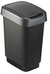 Abfalleimer Rotho TWIST, 10 l, 2 &Ouml;ffnungsm&ouml;glichkeiten, Kunststoff, dunkelsilber