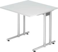 Schreibtisch JENA, C-Fu&szlig;, Rechteck, B 800 x T 800 x H 720 mm, Gestell alusilber,
