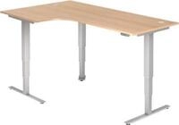 Winkelschreibtisch ULM, elektrisch h&ouml;henverstellbar, 90&deg; Winkel links, T-Fu&szlig;, B