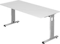 Schreibtisch ULM, C-Fu&szlig;, Rechteck, B 1800 x T 800 x H 650-850 mm, lichtgrau