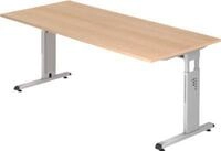 Schreibtisch ULM, C-Fu&szlig;, Rechteck, B 1800 x T 800 x H 650-850 mm, Eiche-Dekor
