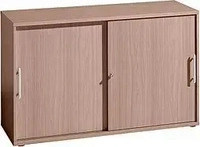 Schiebet&uuml;renschrank, 2 OH, B 1200 x T 400 x H 748 mm, Nussbaum-Dekor