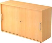 Schiebet&uuml;renschrank, 2 OH, B 1200 x T 400 x H 748 mm, Buche-Dekor