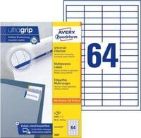 AVERY Zweckform Universal-Etiketten 3667, ultragrip, 48,5 x 16,9 mm, 3667, 6400