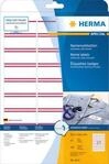 Namens- und Textiletiketten Herma, A4, 63,5 x 29,6 mm, wei&szlig;, rote Streifen, 540