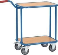 Griffroller, mit 2 Holzplattformen, L 600 x B 450 mm, bis 250 kg, Stahlrohr, blau