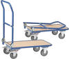 Klappwagen, Stahl/Holz, bis 250 kg, 900 x 600 mm, TPE-Bereifung, blau/buche