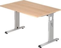 Schreibtisch ULM, C-Fu&szlig;, Rechteck, B 1200 x T 800 x H 650-850 mm, Eiche-Dekor