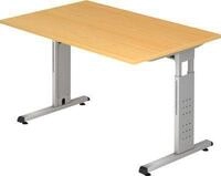 Schreibtisch ULM, C-Fu&szlig;, Rechteck, B 1200 x T 800 x H 650-850 mm, Buche-Dekor