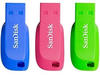 Sandisk Cruzer Blade - USB-Flash-Laufwerk - 16 GB - USB 2.0 - Blau, grün, pink