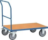 Schiebeb&uuml;gelwagen, Stahl/Holz, blau-buche, bis 600 kg, B 1200 x T 800 mm,