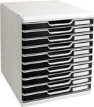 Exacompta MODULO A4 Schubladenbox Office Schwarz, 10 Schubladen geschlossen A4/A4+,